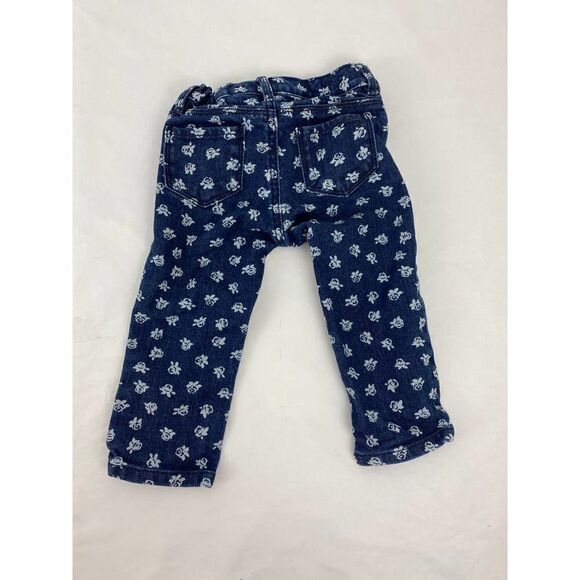 Osh Kosh B'Gosh Rose Print Jeans Blue Denim Adjustable Waist - Todder Size 2T - Picture 4 of 9